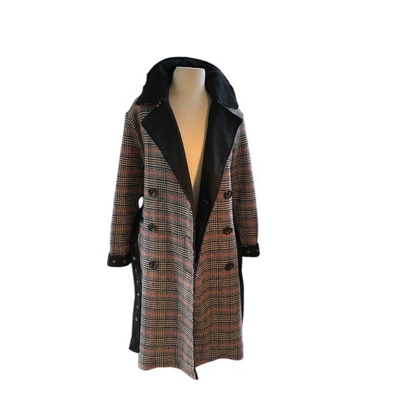 FREE PEOPLE Houndstooth Long line Trench Coat - Picture 5 of 5